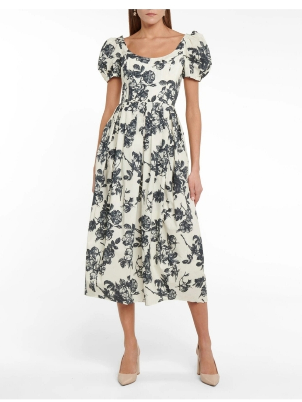 Brock Collection Salvina Floral Cotton Midi Dress Size 4
